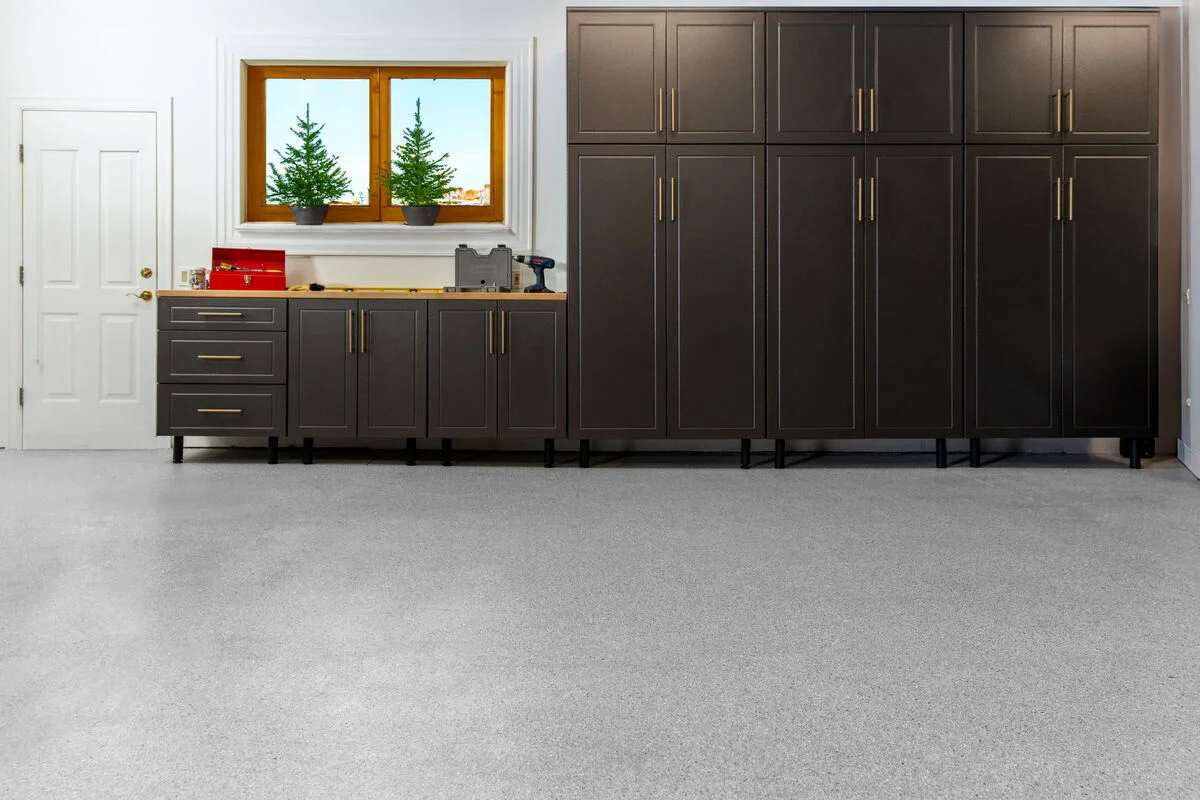 Clean, bright finished garage floor coating in a Maui home